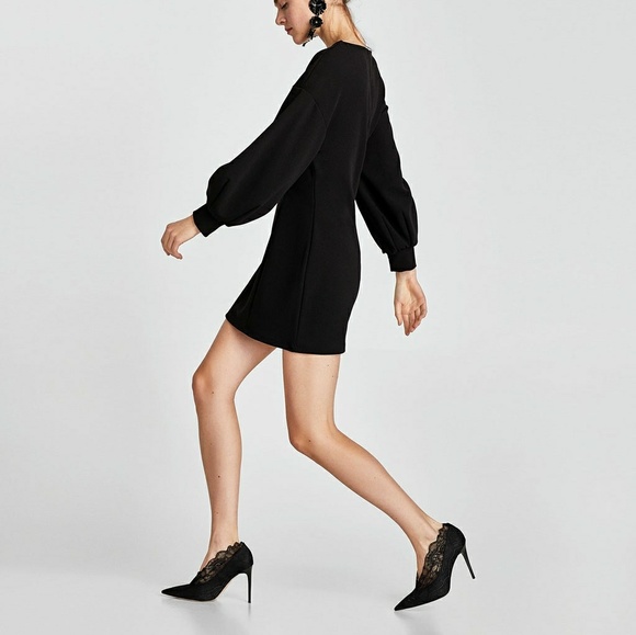 Zara New High Heel Lace Court Shoes - Picture 5 of 8